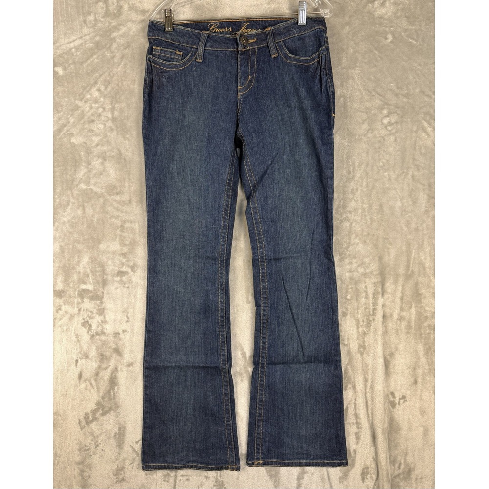 Y2K‎ Guess Jeans Women's Bootcut Dark Wash Embroidered Back Pockets Size 28